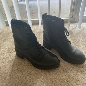 Black Lace-Up Ankle Boots